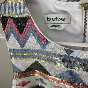 Bebe Multicolor Sequin top and skirt